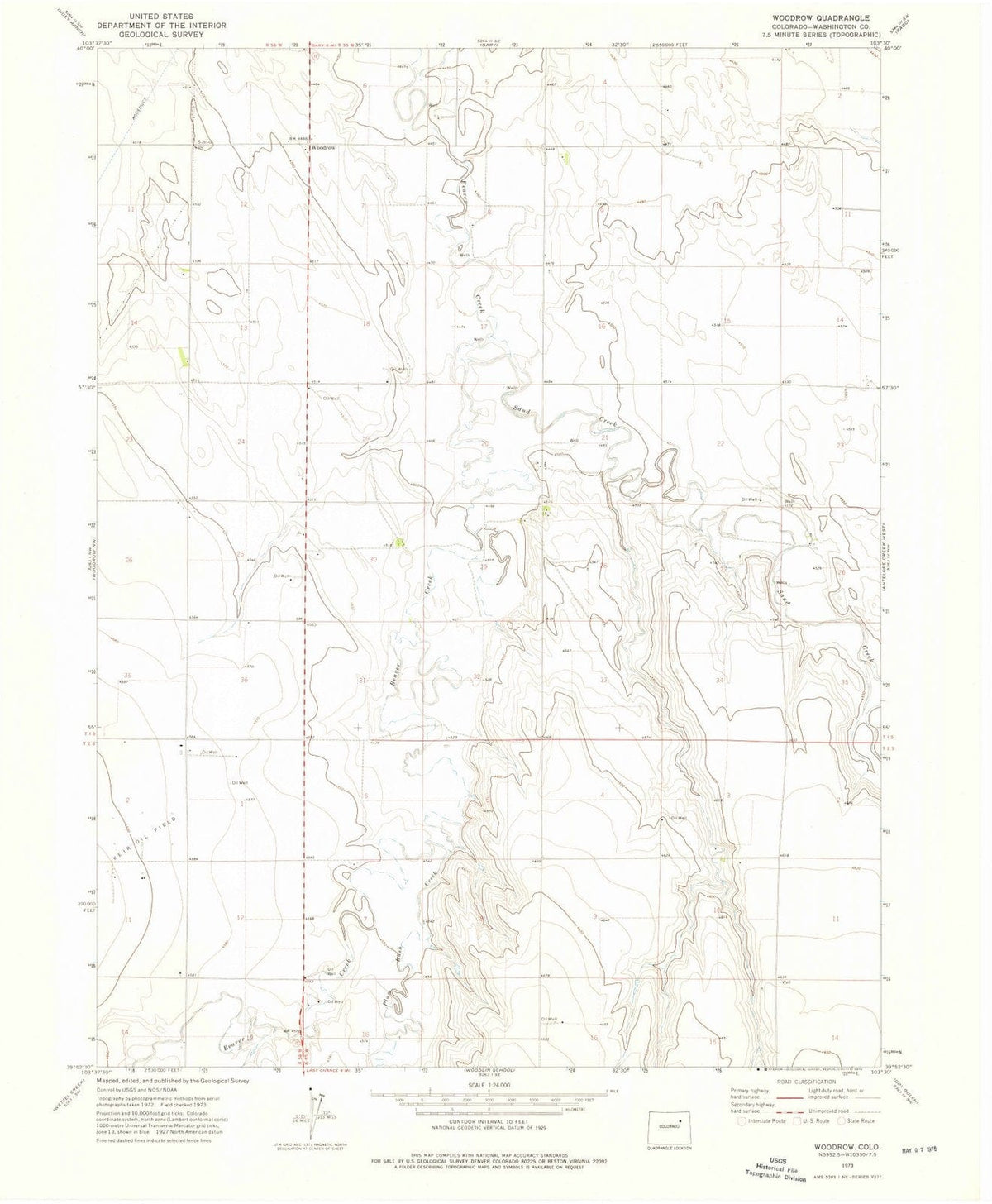 1973 Woodrow, CO - Colorado - USGS Topographic Map v2