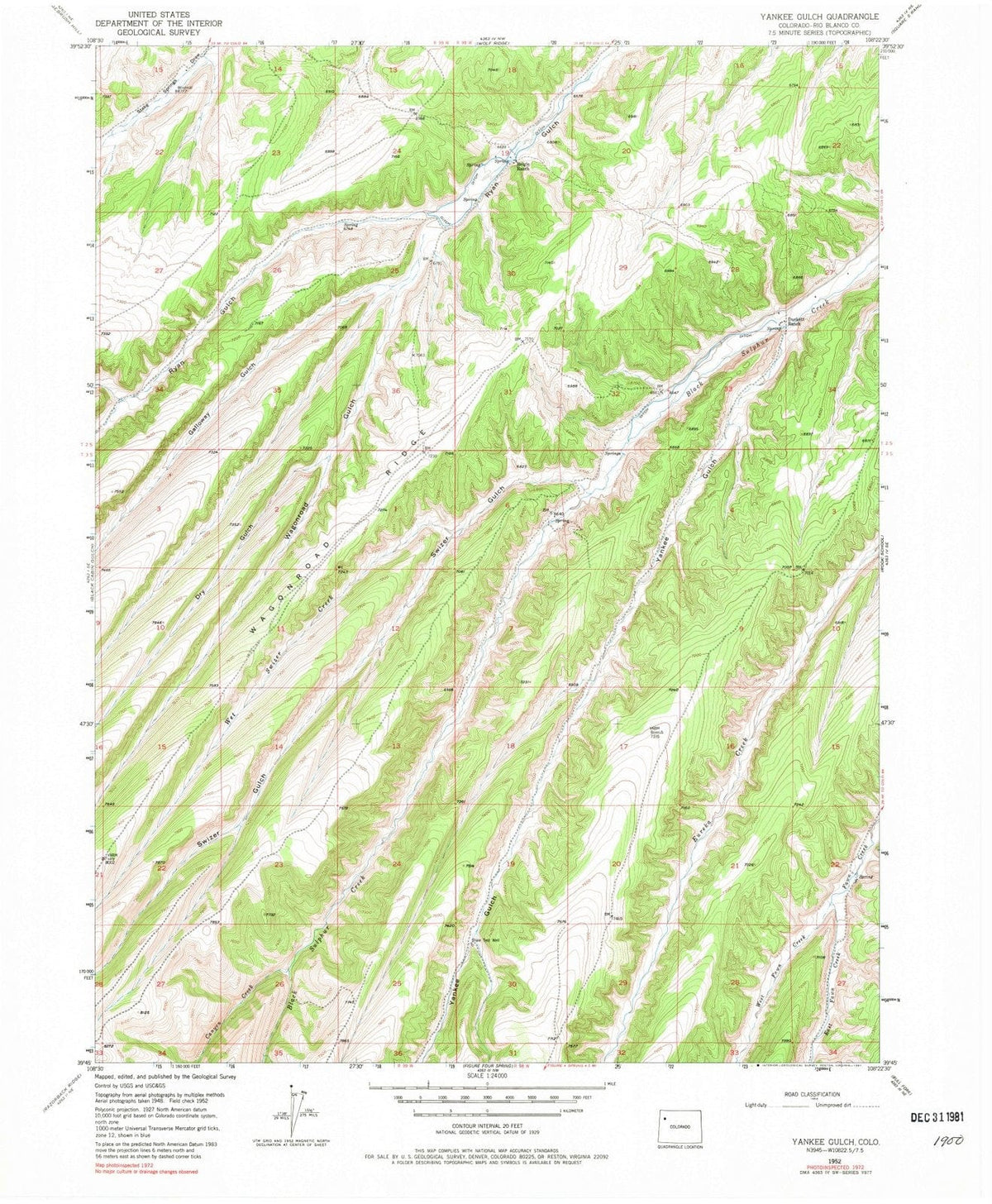 1952 Yankee Gulch, CO - Colorado - USGS Topographic Map