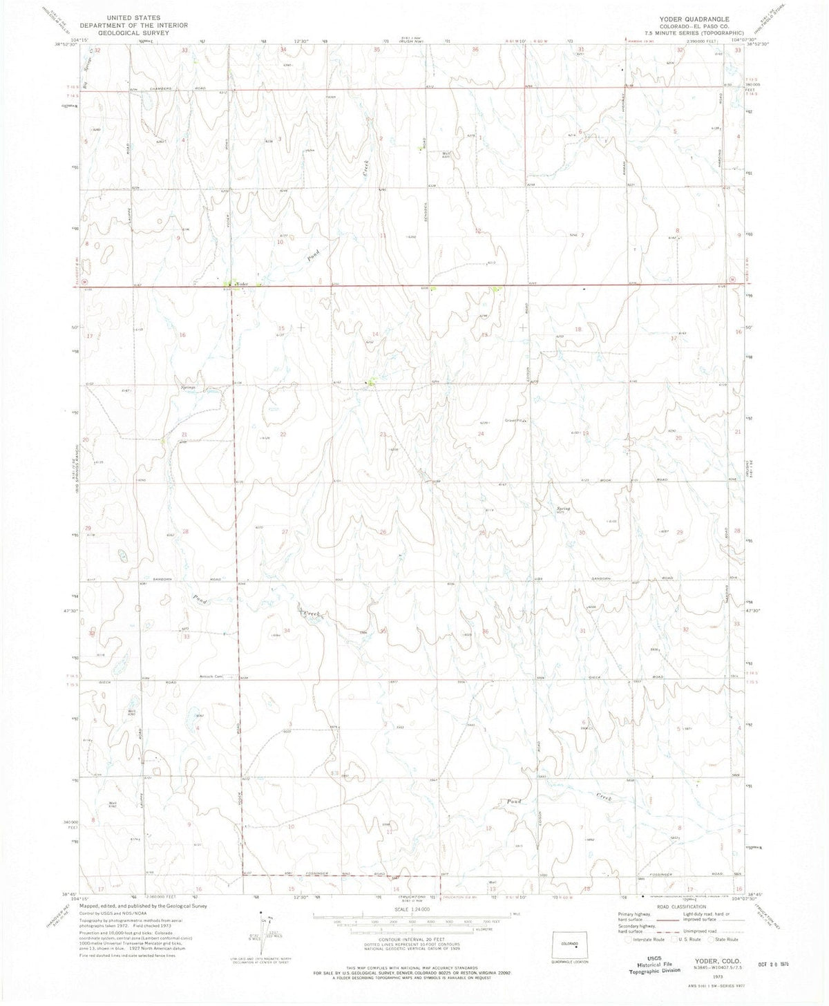 1973 Yoder, CO - Colorado - USGS Topographic Map