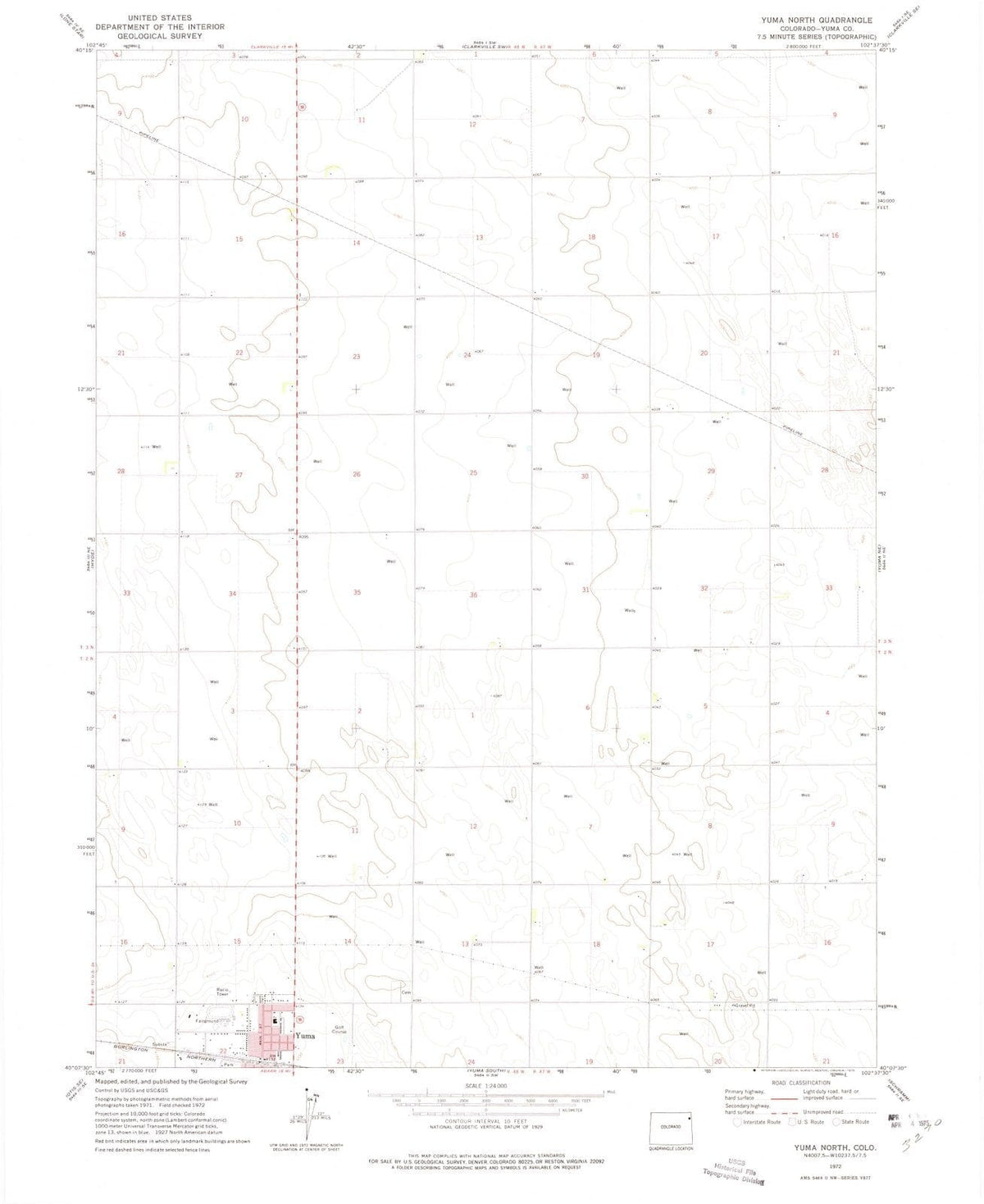 1972 Yuma North, CO - Colorado - USGS Topographic Map