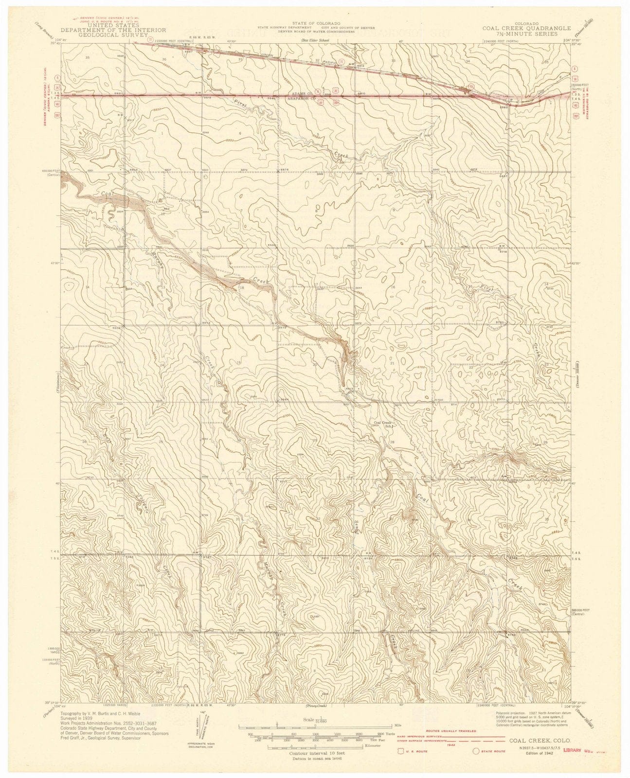 1942 Coal Creek, CO - Colorado - USGS Topographic Map