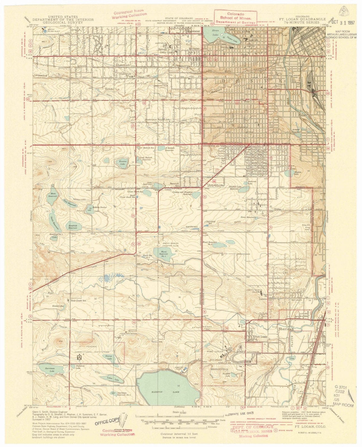 1941 Fort Logan, CO - Colorado - USGS Topographic Map