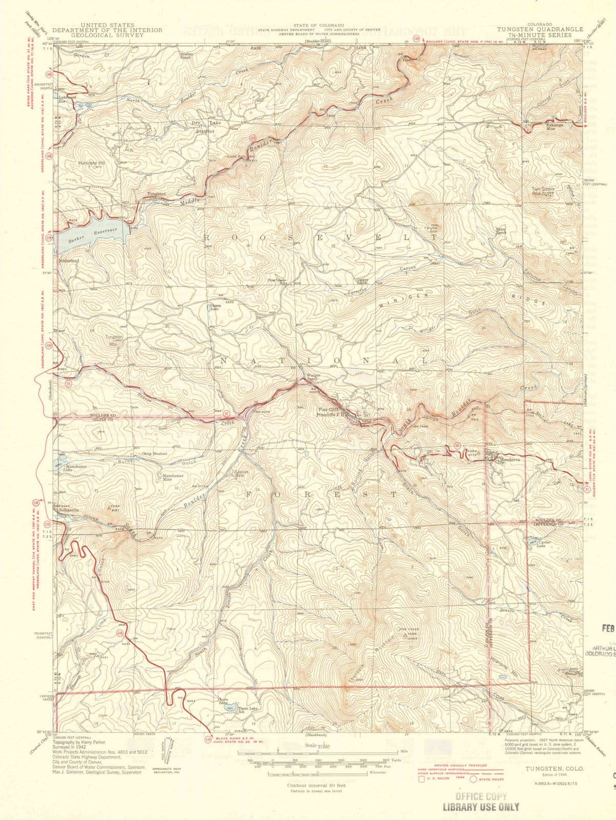 1944 Tungsten, CO - Colorado - USGS Topographic Map
