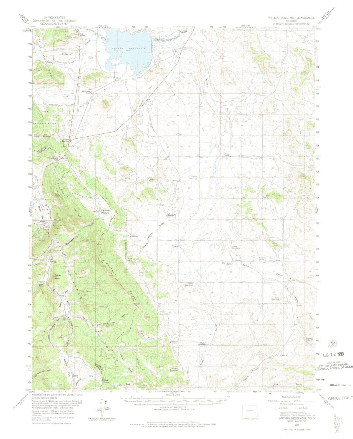 1959 Antero Reservoir, CO - Colorado - USGS Topographic Map