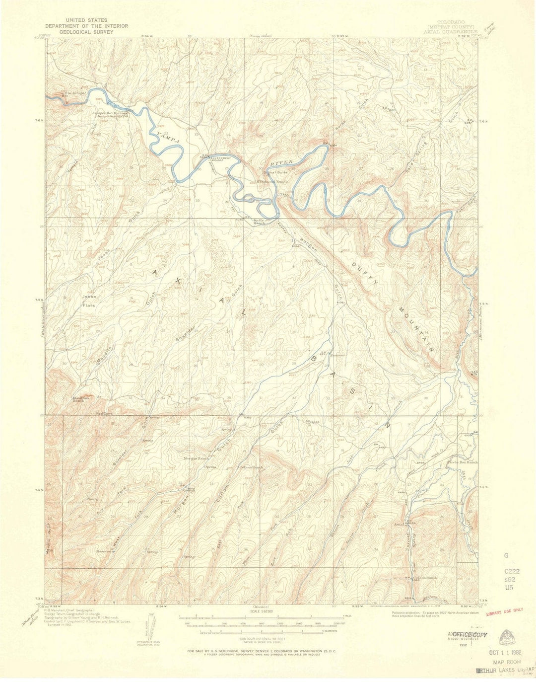 1912 Axial, CO - Colorado - USGS Topographic Map