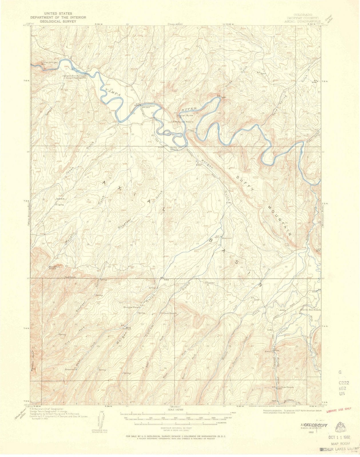 1912 Axial, CO - Colorado - USGS Topographic Map