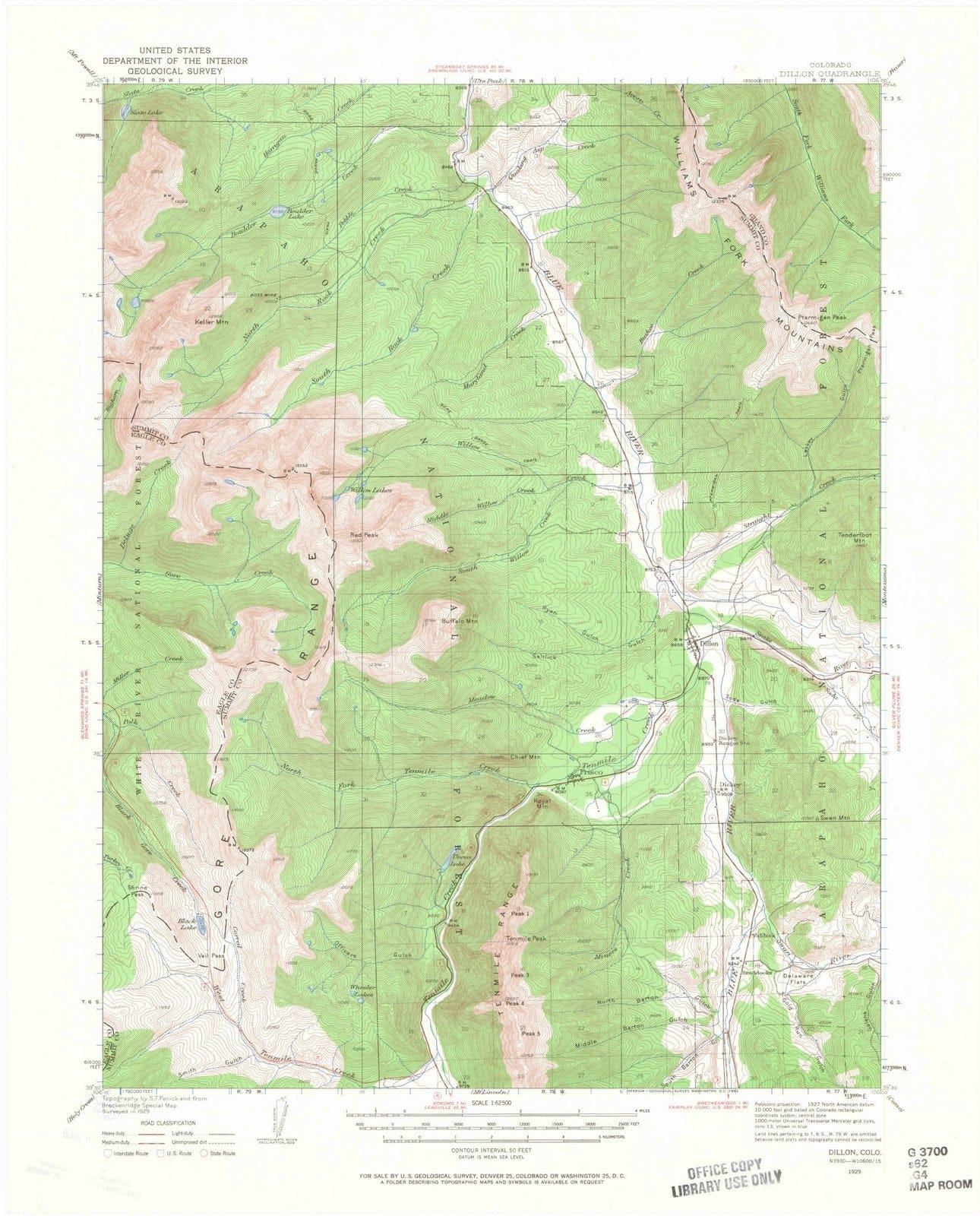 1929 Dillon, CO - Colorado - USGS Topographic Map