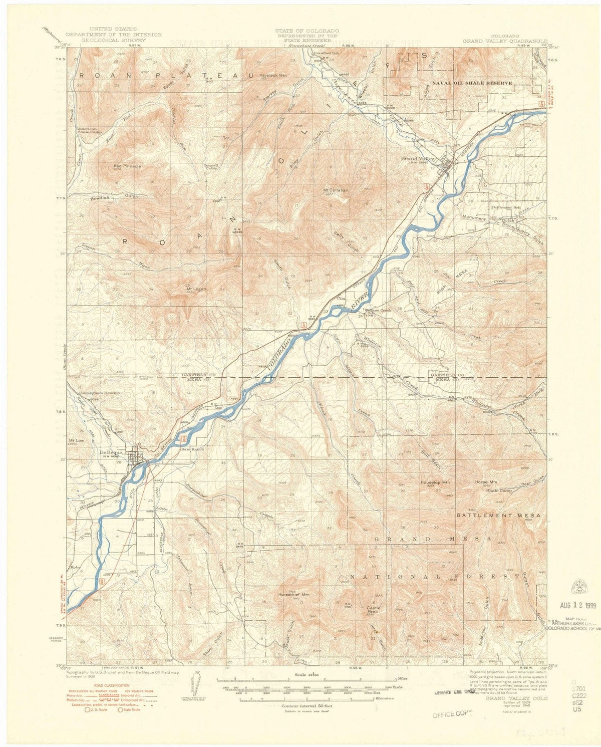 1929 Grand Valley, CO - Colorado - USGS Topographic Map