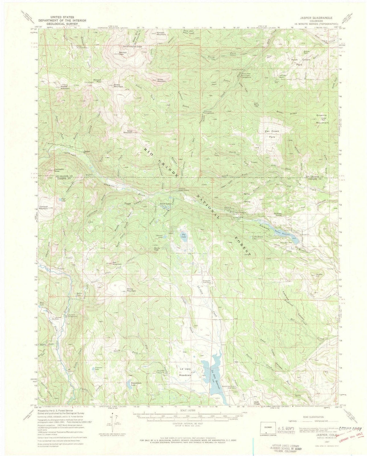 1967 Jasper, CO - Colorado - USGS Topographic Map v2