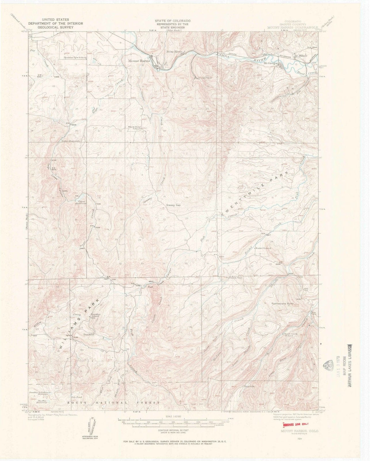 1924 Mount Harris, CO - Colorado - USGS Topographic Map