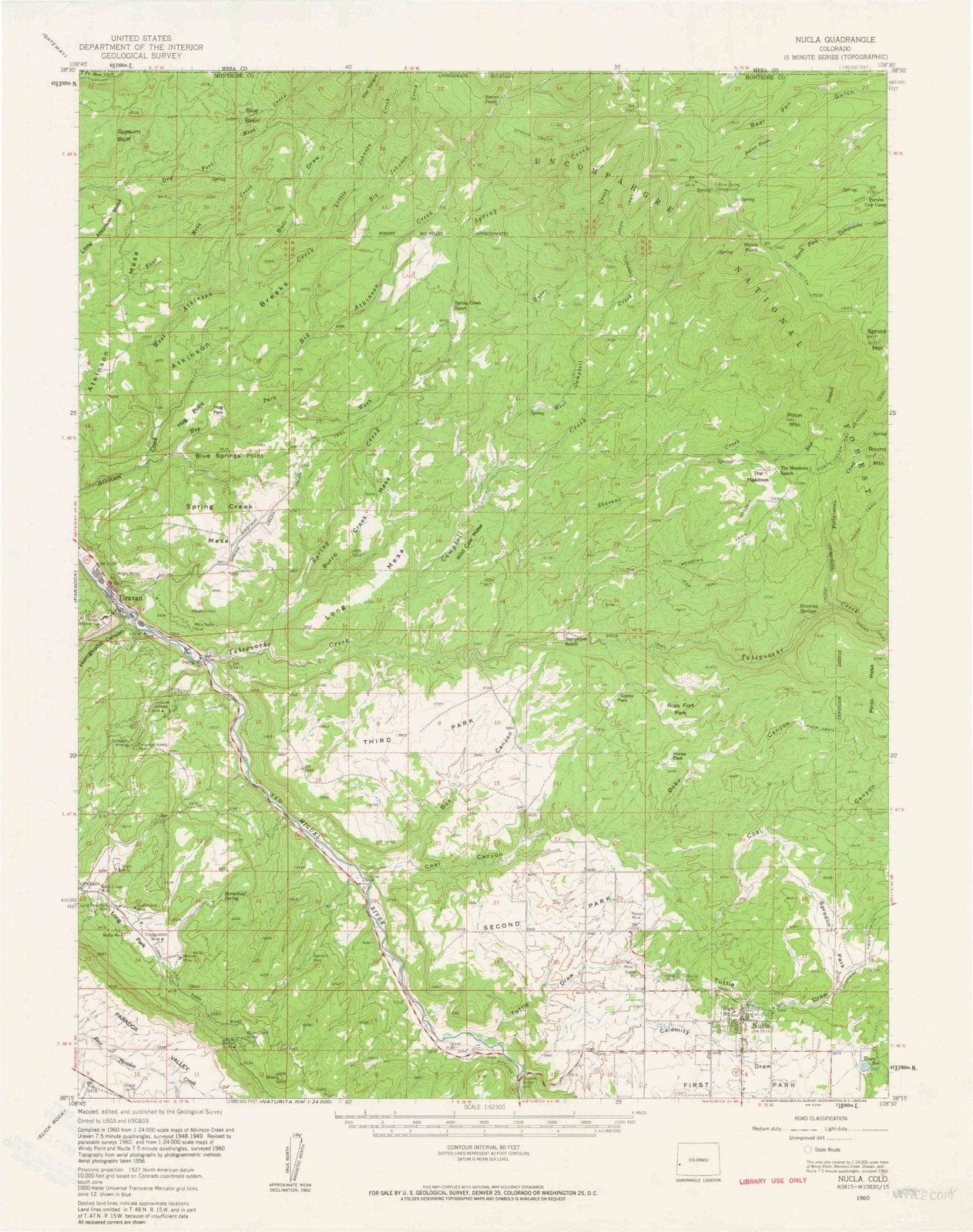 1960 Nucla, CO - Colorado - USGS Topographic Map