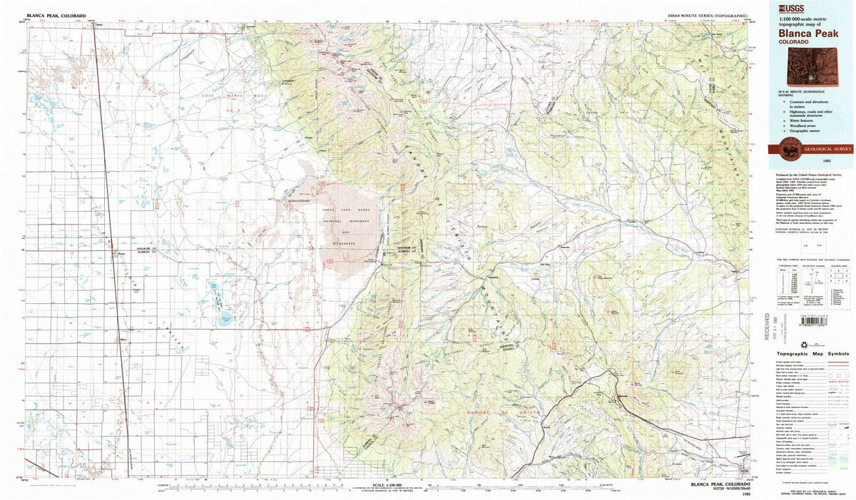 1982 Blanca Peak, CO - Colorado - USGS Topographic Map