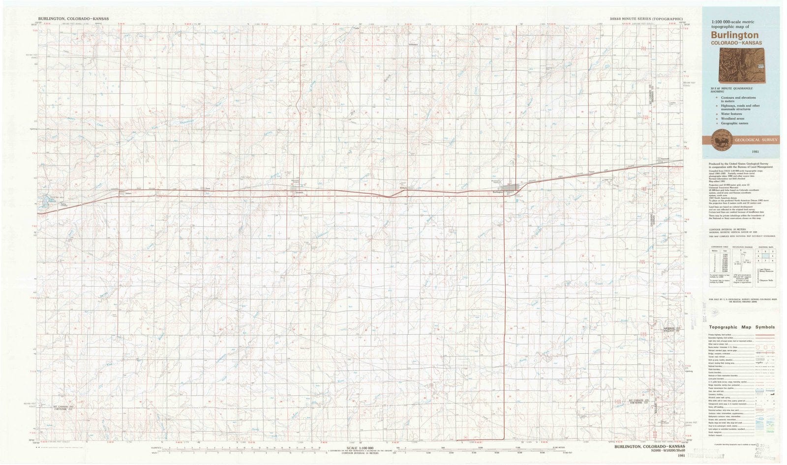 1981 Burlington, CO - Colorado - USGS Topographic Map