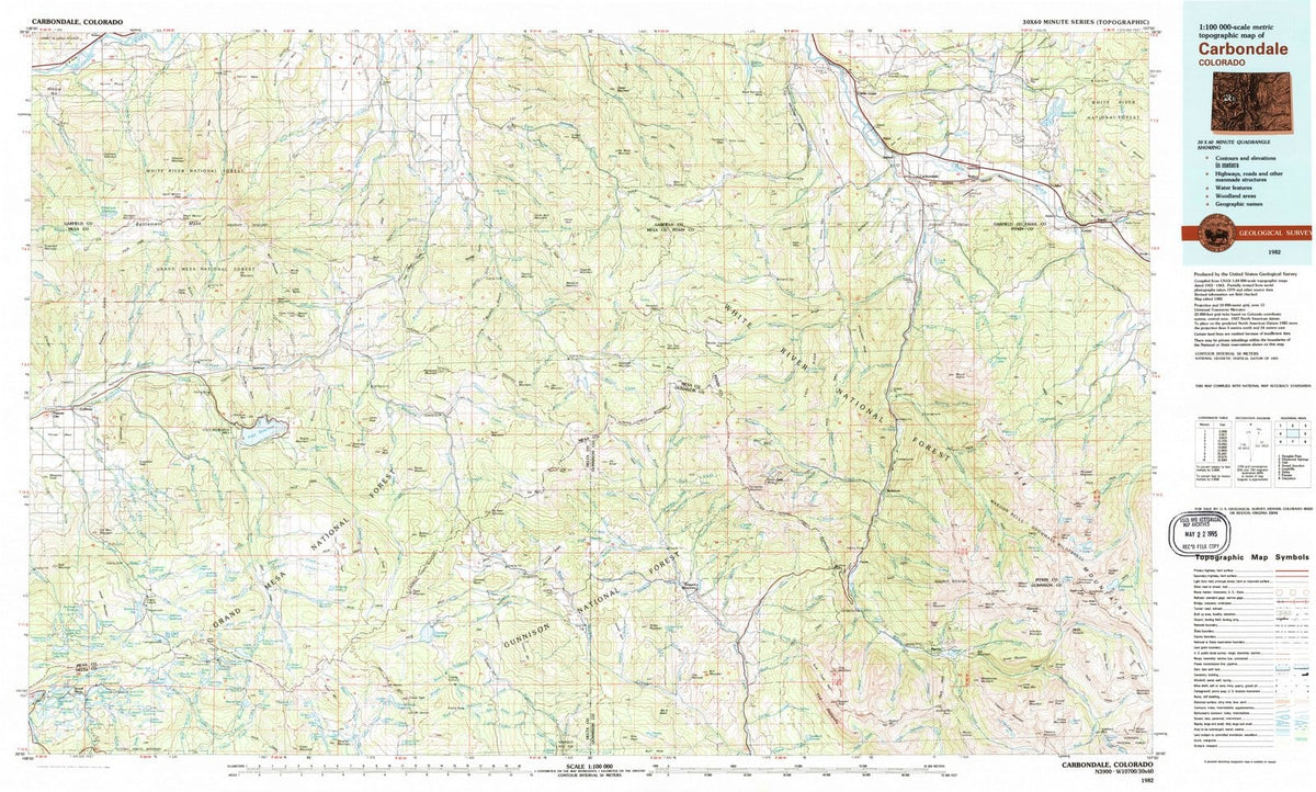 1982 Carbondale, CO - Colorado - USGS Topographic Map