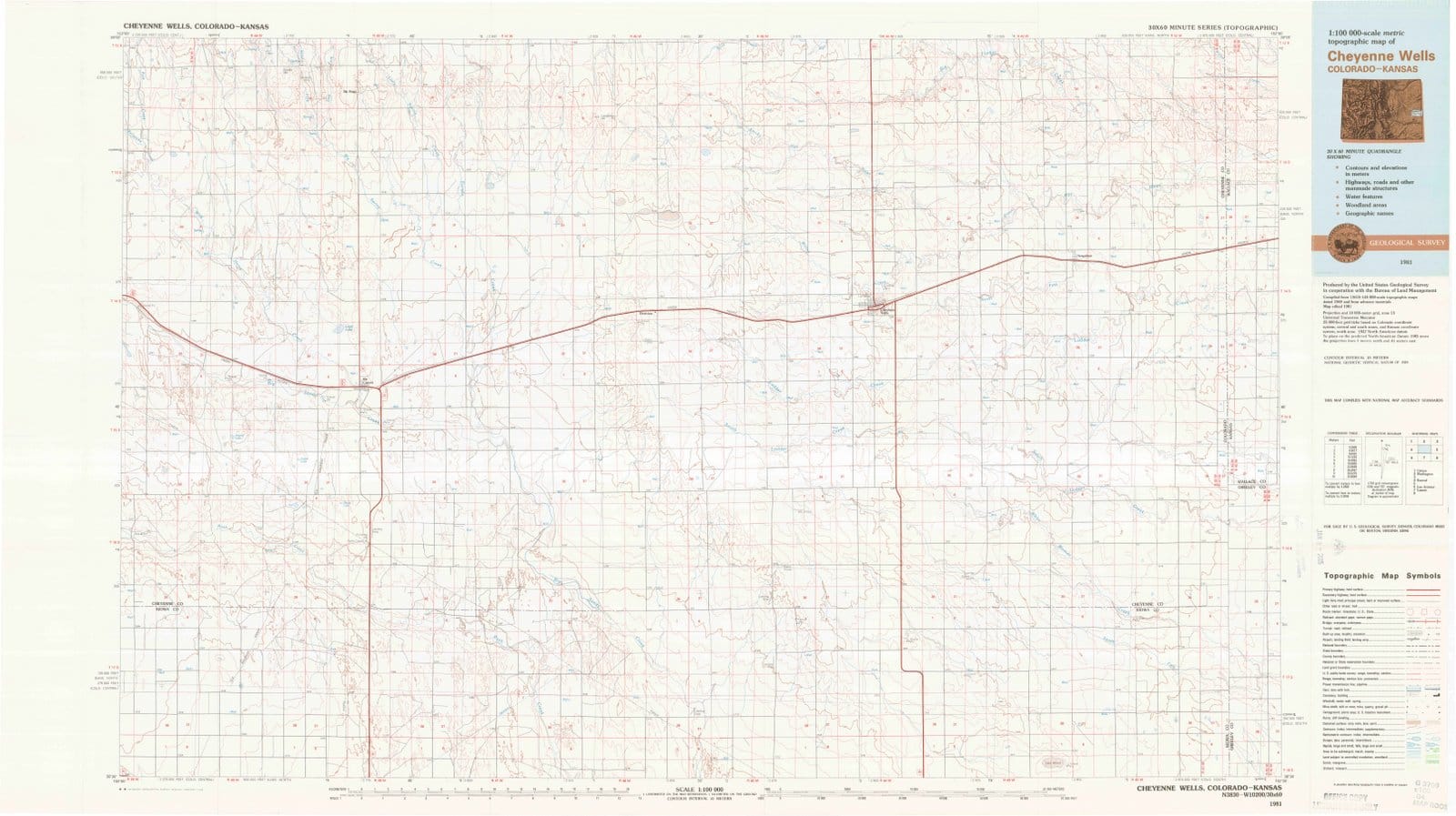 1981 Cheyenne Wells, CO - Colorado - USGS Topographic Map