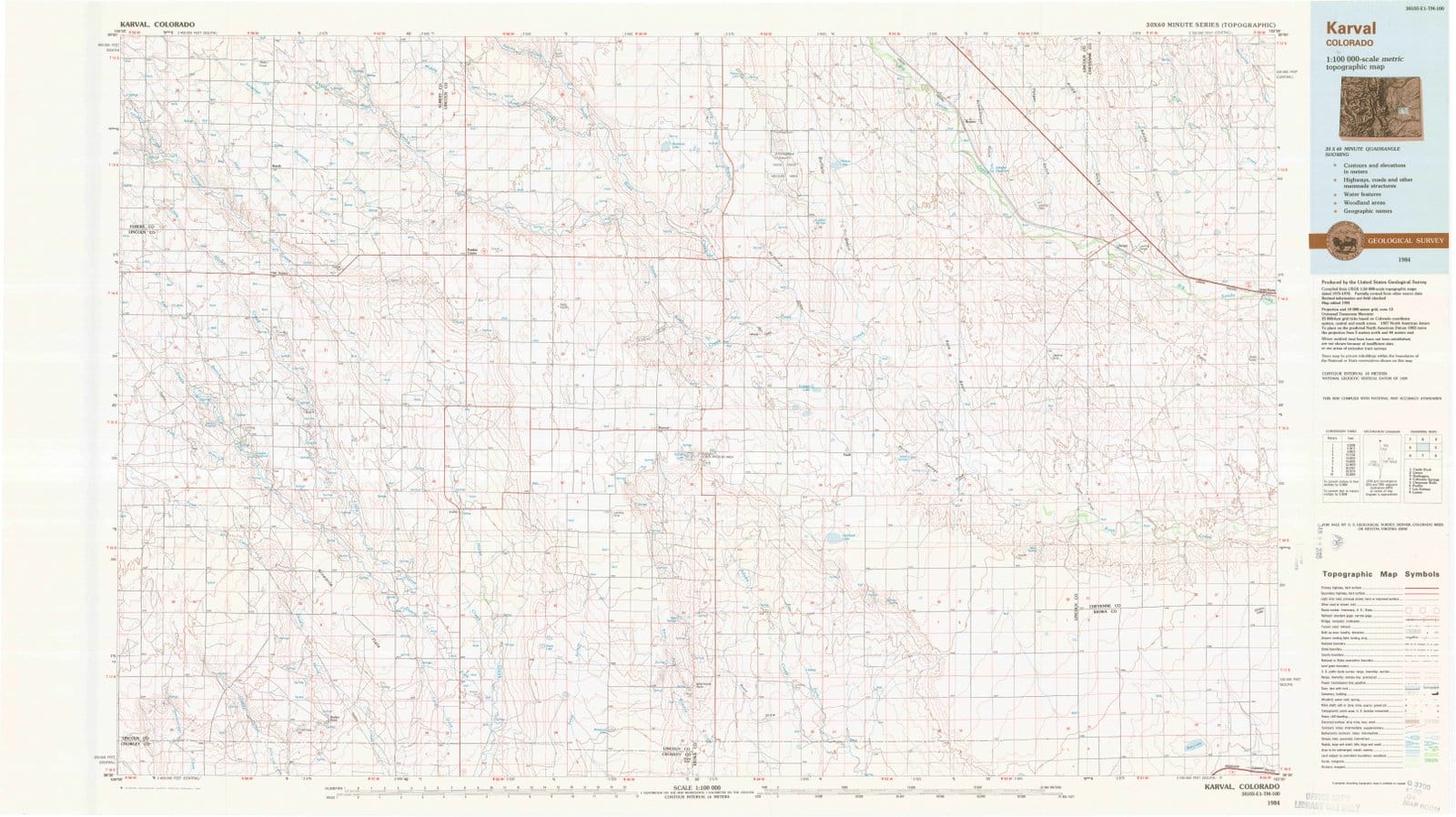 1984 Karval, CO - Colorado - USGS Topographic Map