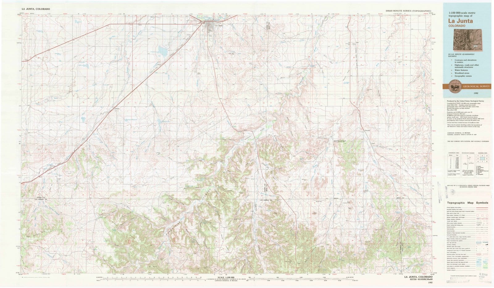 1982 La Junta, CO - Colorado - USGS Topographic Map