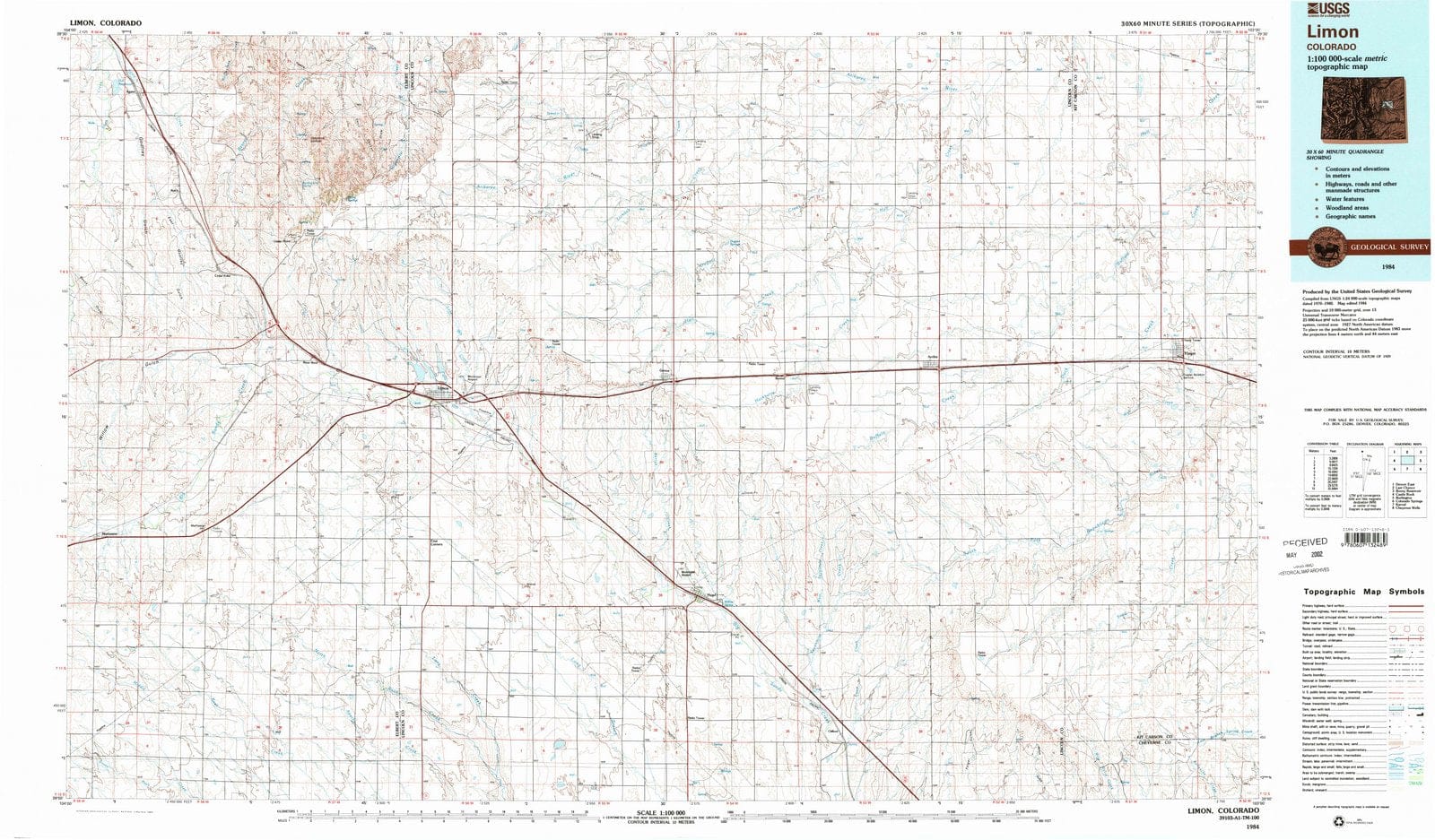 1984 Limon, CO - Colorado - USGS Topographic Map