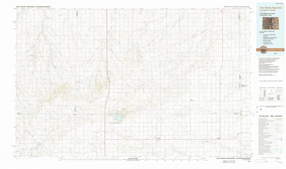 1984 Two Buttes Reservoir, CO - Colorado - USGS Topographic Map