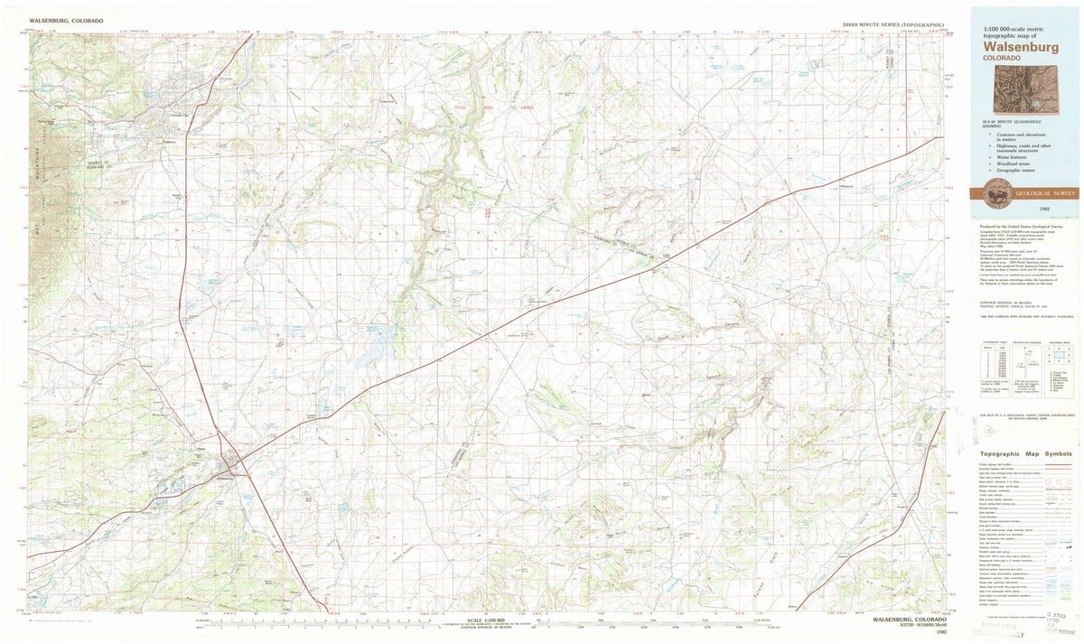 1982 Walsenburg, CO - Colorado - USGS Topographic Map