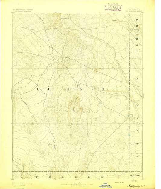 1893 Big Springs, CO - Colorado - USGS Topographic Map