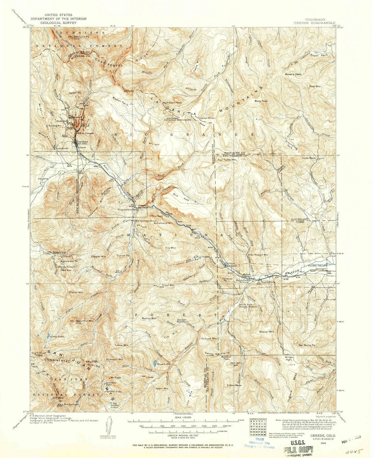 1914 Creede, CO - Colorado - USGS Topographic Map