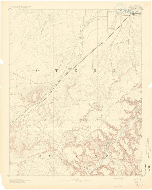 1891 Timpas, CO - Colorado - USGS Topographic Map