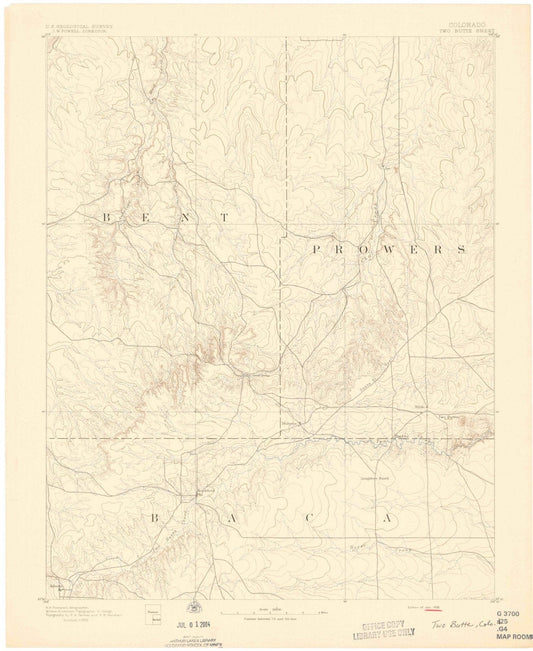 1892 Two Butte, CO - Colorado - USGS Topographic Map