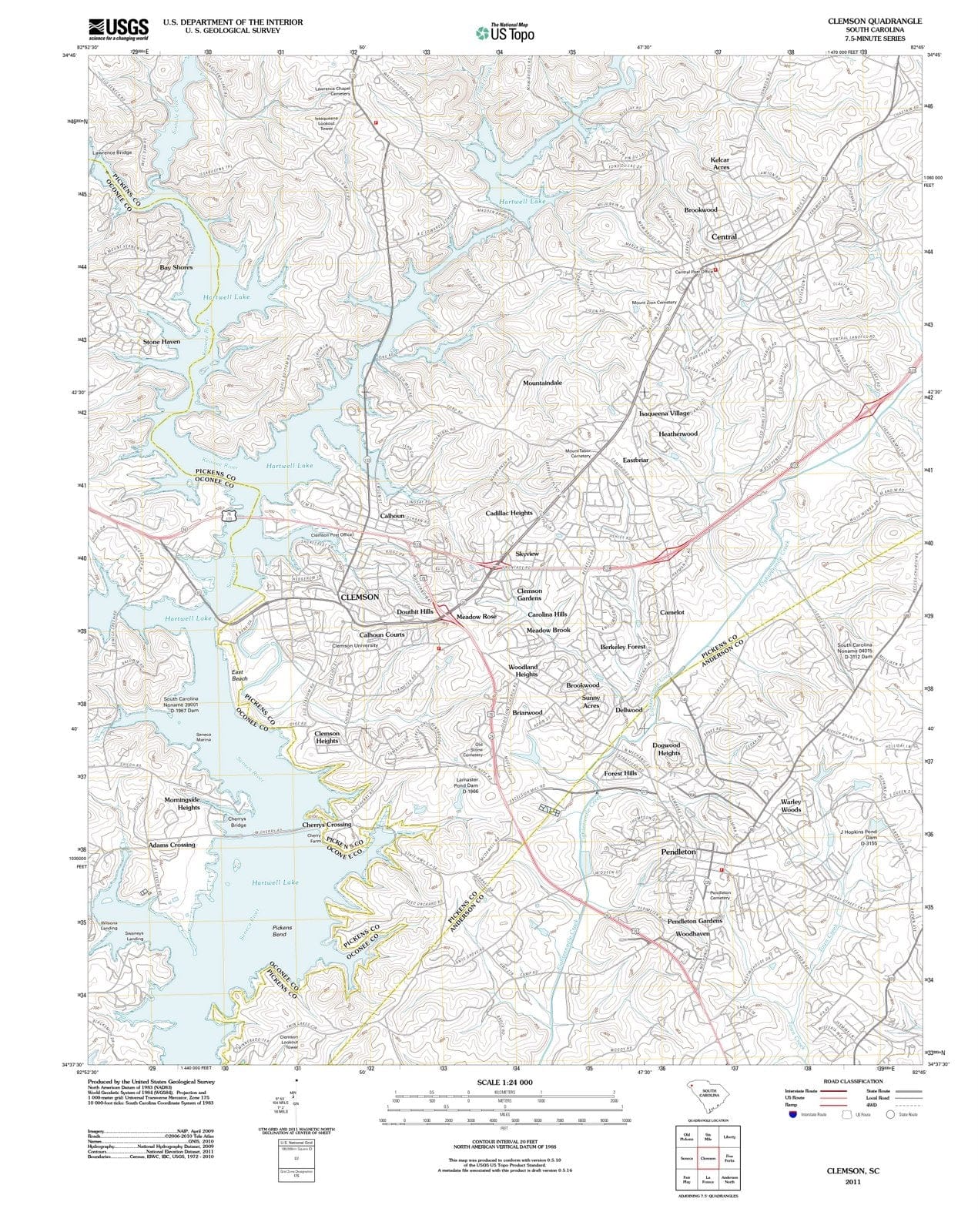 2011 Clemson, SC - South Carolina - USGS Topographic Map