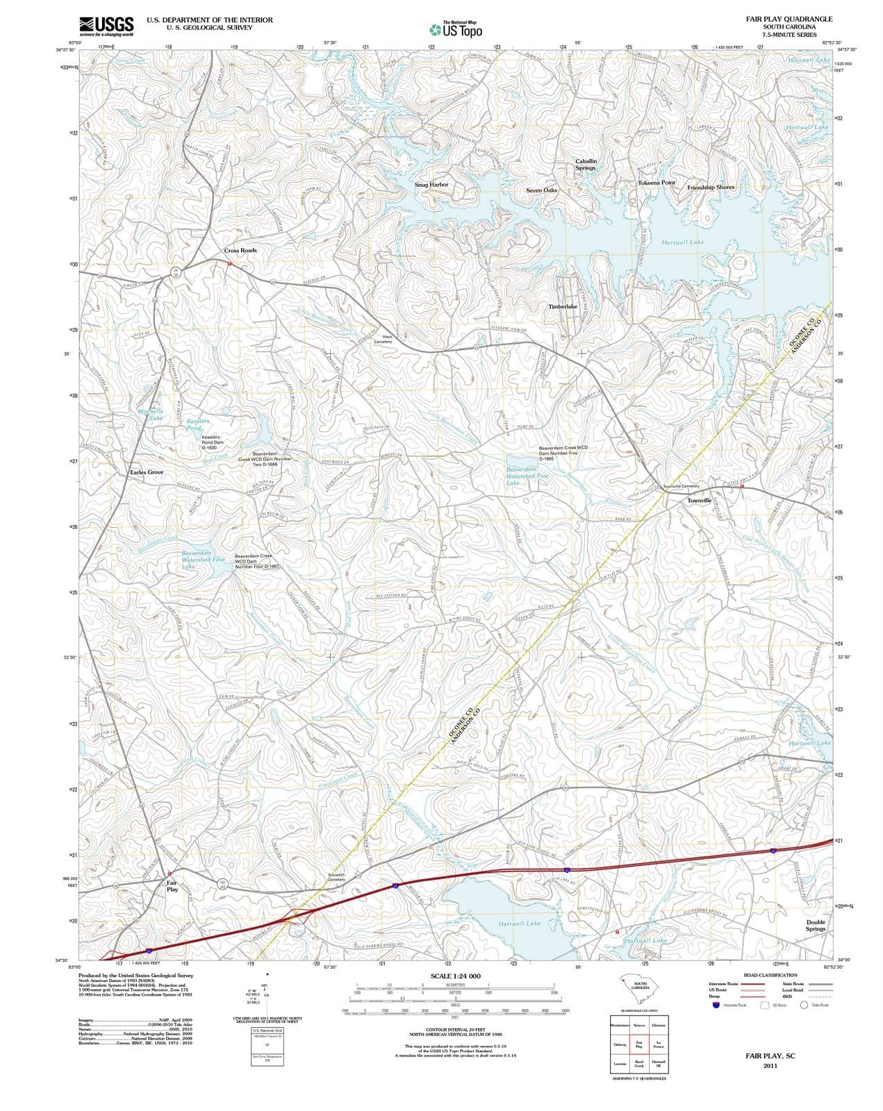 2011 Fair Play, SC - South Carolina - USGS Topographic Map