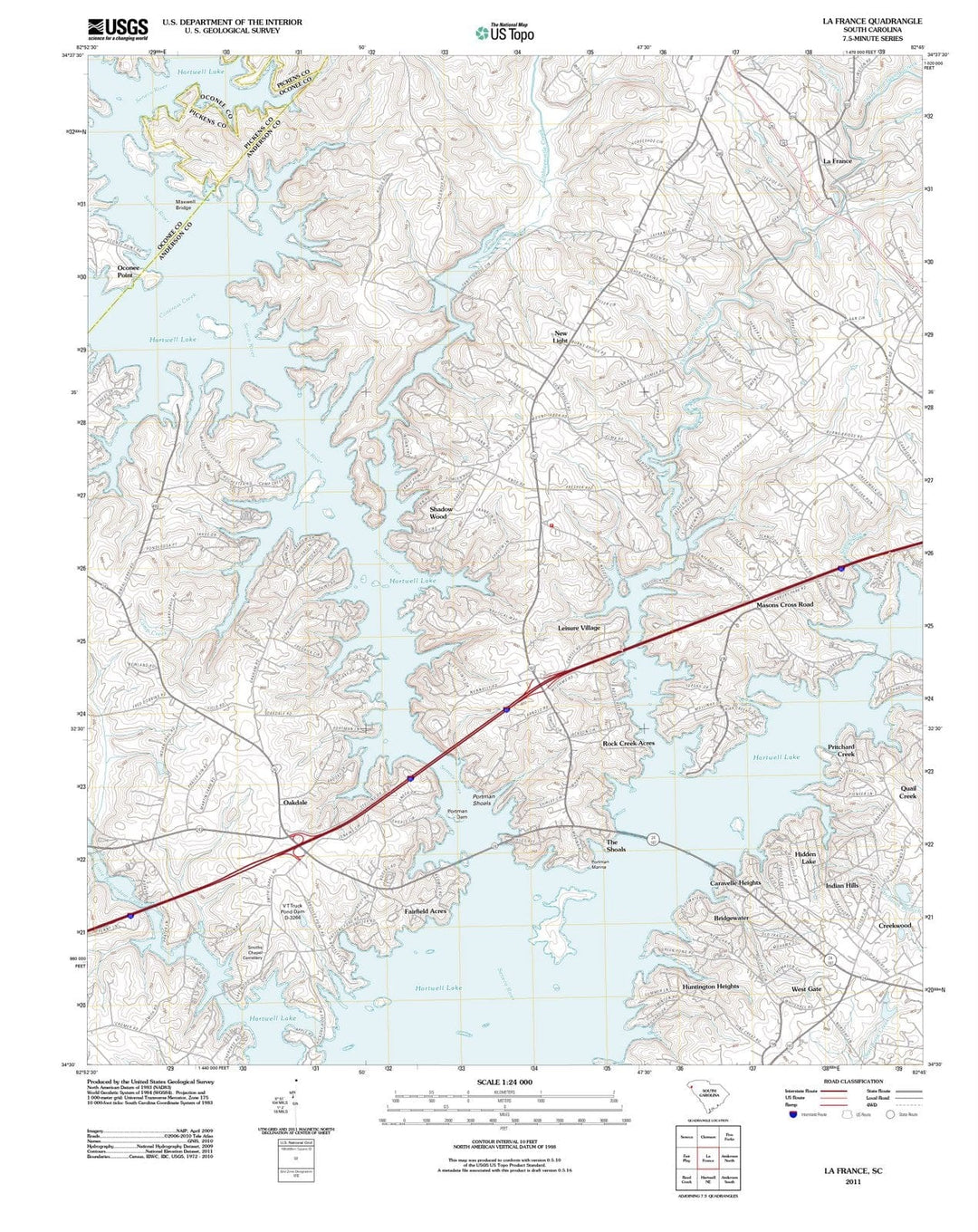 2011 La France, SC - South Carolina - USGS Topographic Map