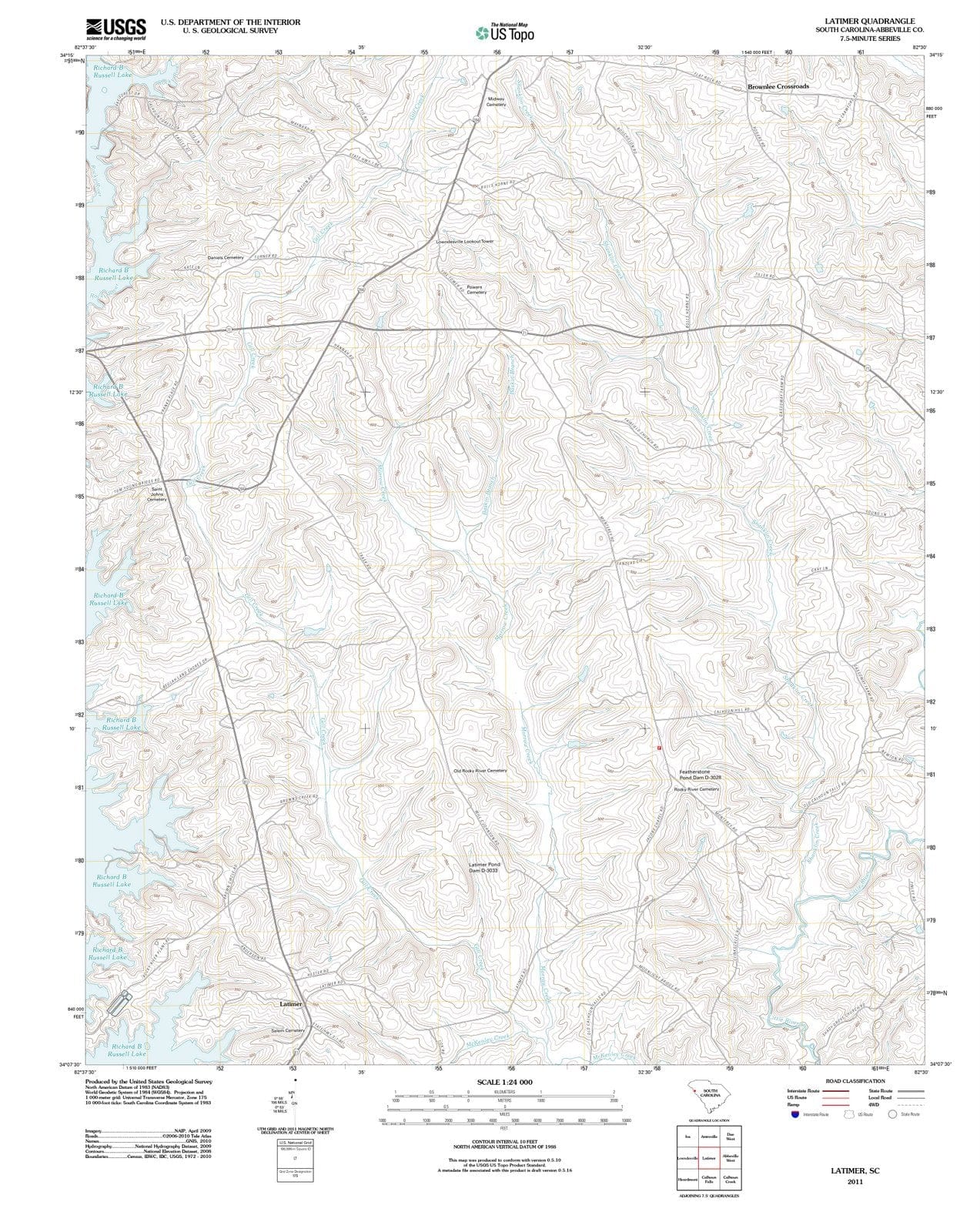 2011 Latimer, SC - South Carolina - USGS Topographic Map