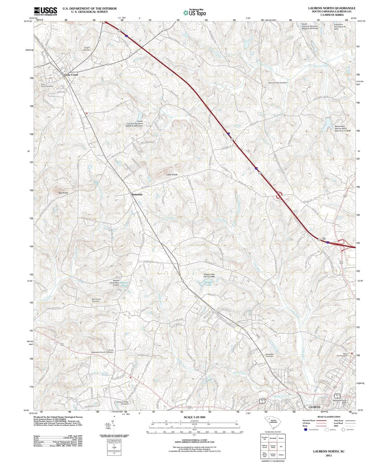 2011 Laurens North, SC - South Carolina - USGS Topographic Map