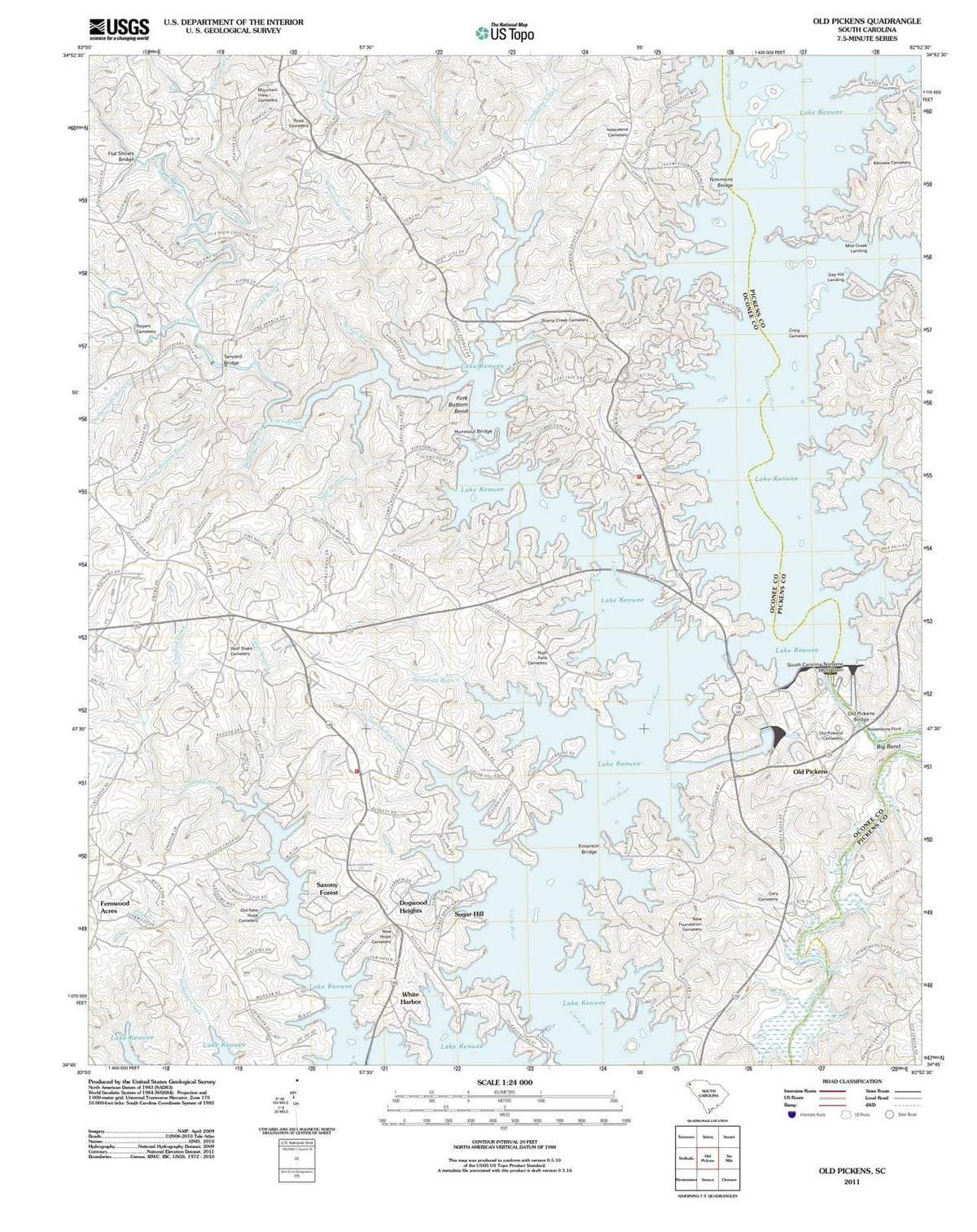 2011 Old Pickens, SC - South Carolina - USGS Topographic Map
