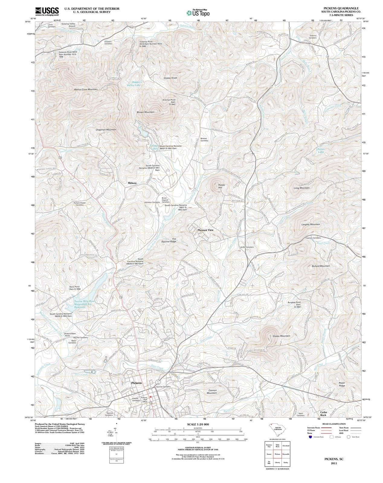 2011 Pickens, SC - South Carolina - USGS Topographic Map