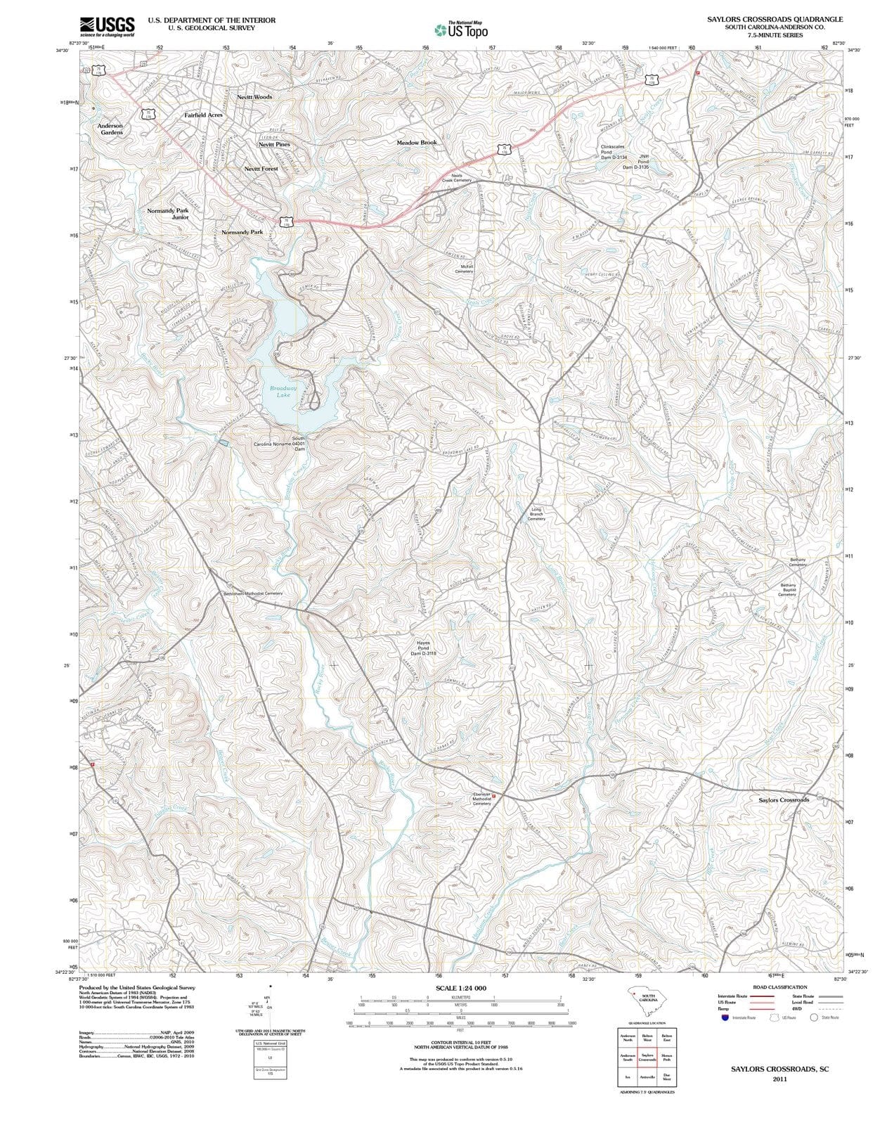 2011 Saylors Crossroads, SC - South Carolina - USGS Topographic Map