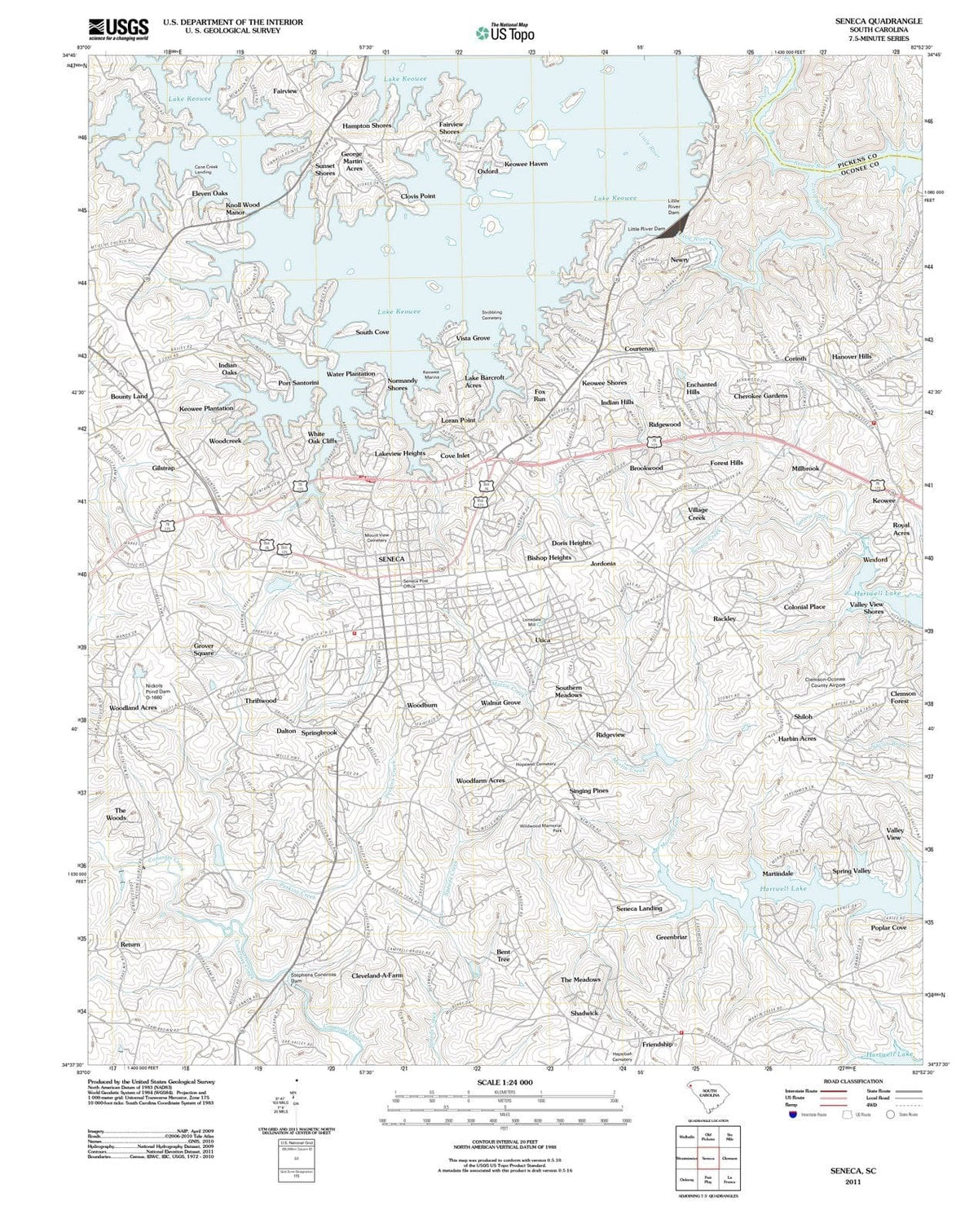 2011 Seneca, SC - South Carolina - USGS Topographic Map