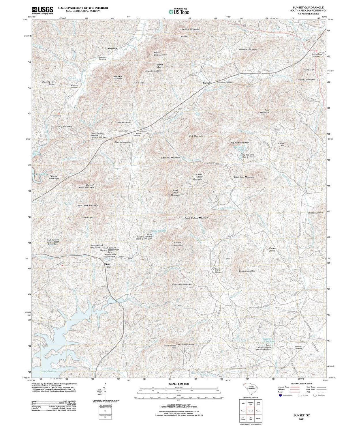 2011 Sunset, SC - South Carolina - USGS Topographic Map