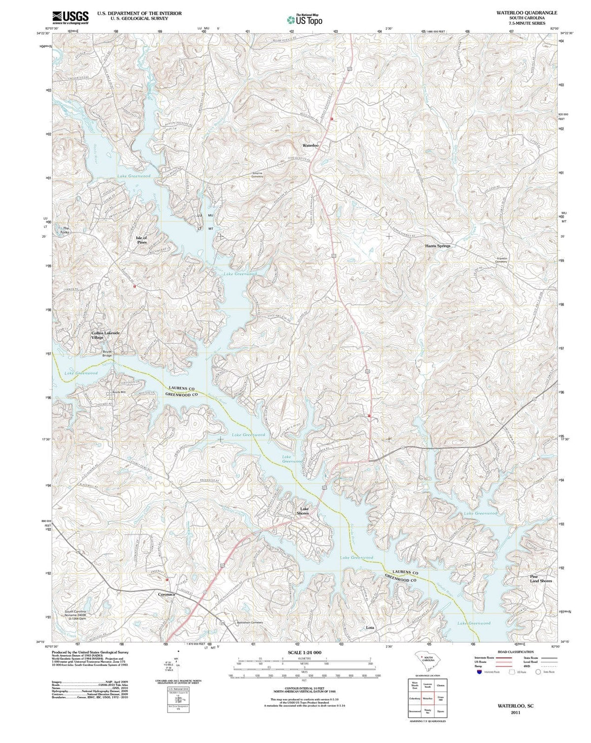 2011 Waterloo, SC - South Carolina - USGS Topographic Map