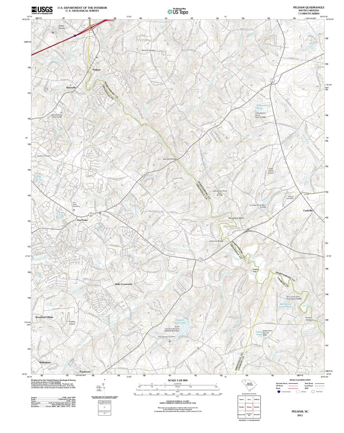 2011 Pelham, SC - South Carolina - USGS Topographic Map