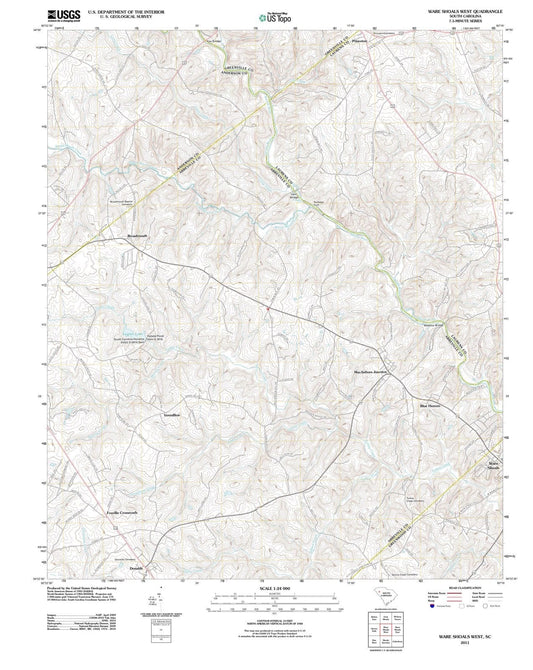 2011 Ware Shoals West, SC - South Carolina - USGS Topographic Map