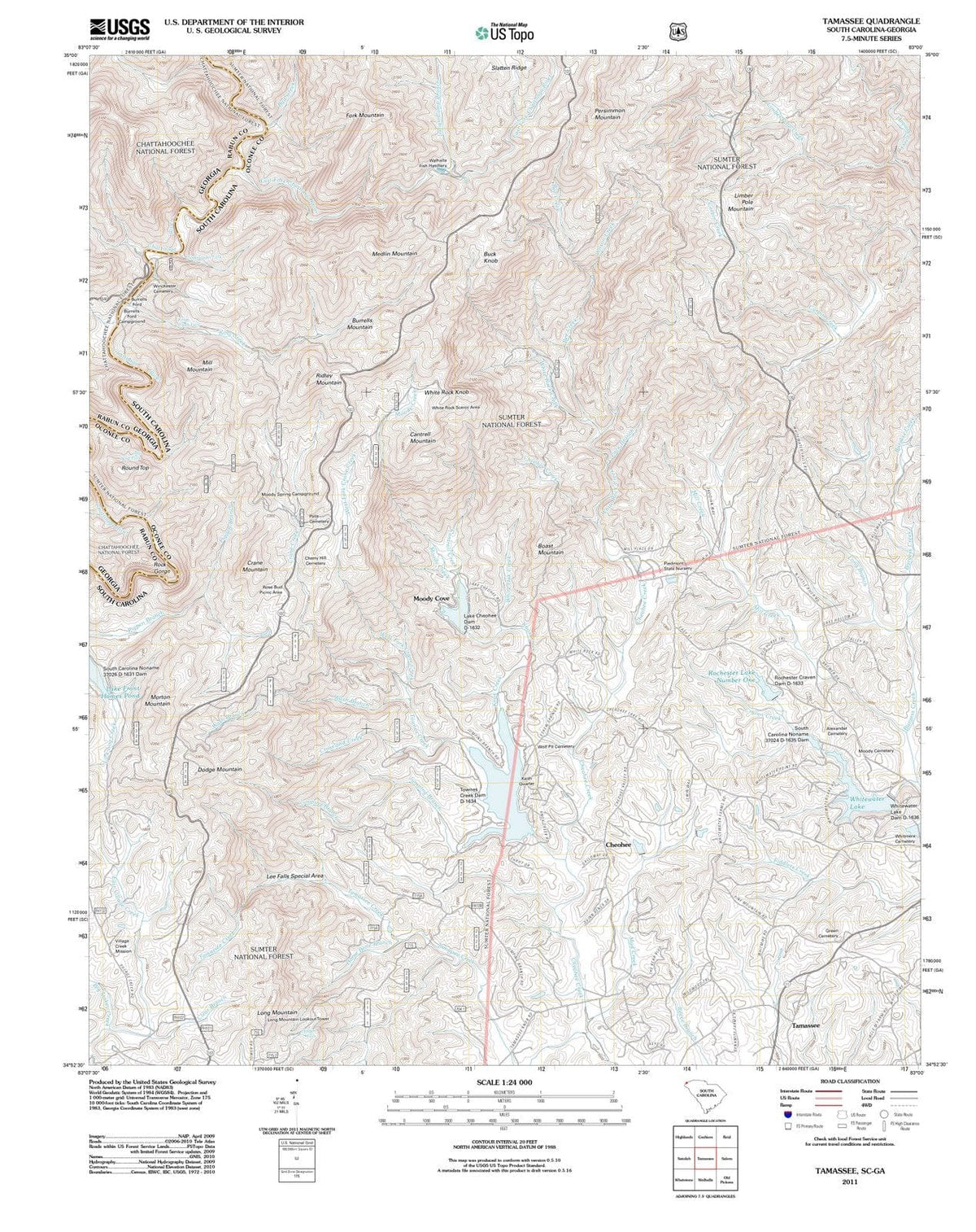 2011 Tamassee, SC - South Carolina - USGS Topographic Map