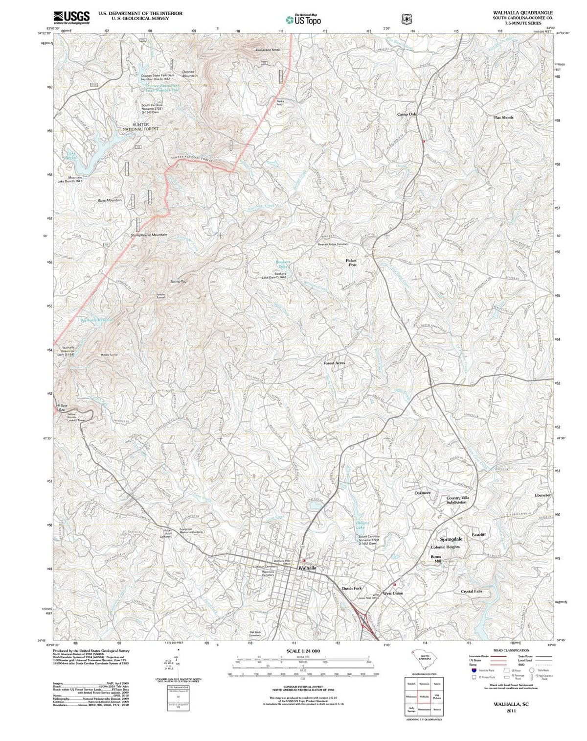 2011 Walhalla, SC - South Carolina - USGS Topographic Map
