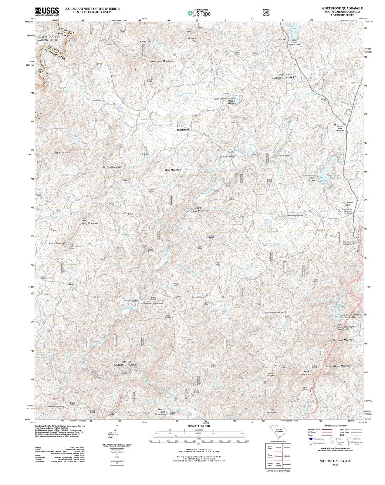 2011 Whetstone, SC - South Carolina - USGS Topographic Map