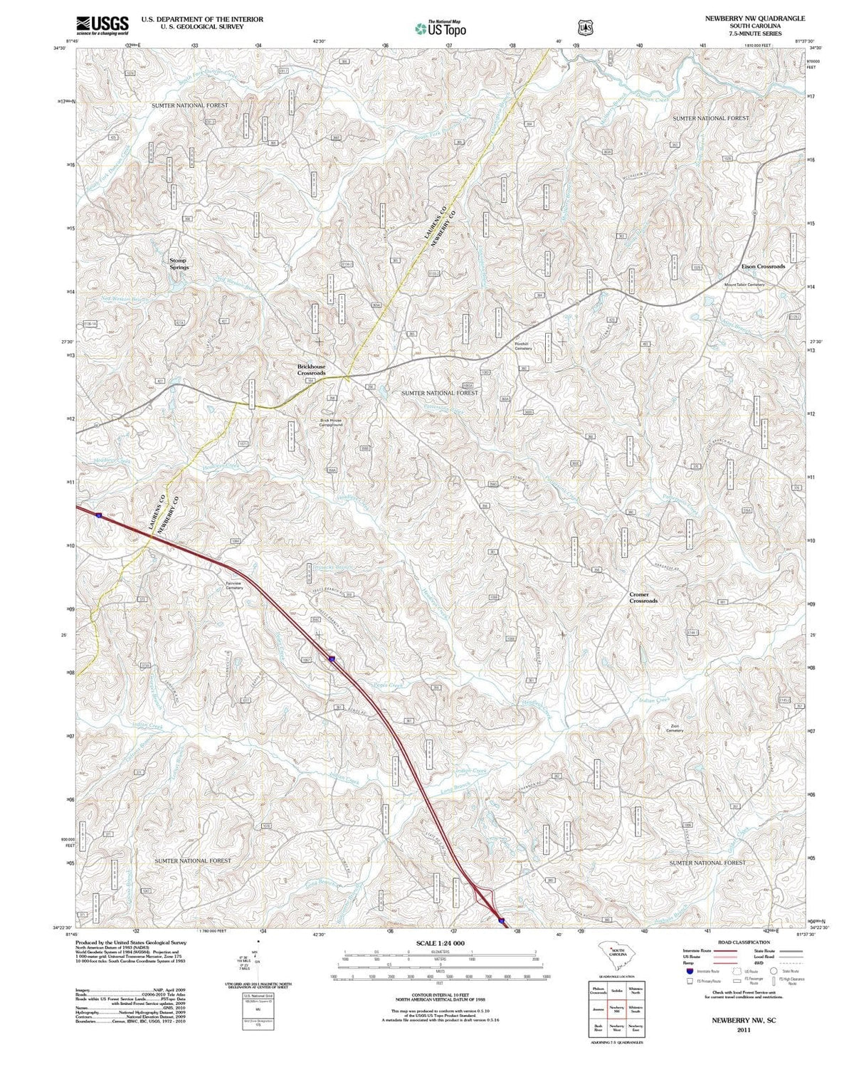 2011 Newberry, SC - South Carolina - USGS Topographic Map