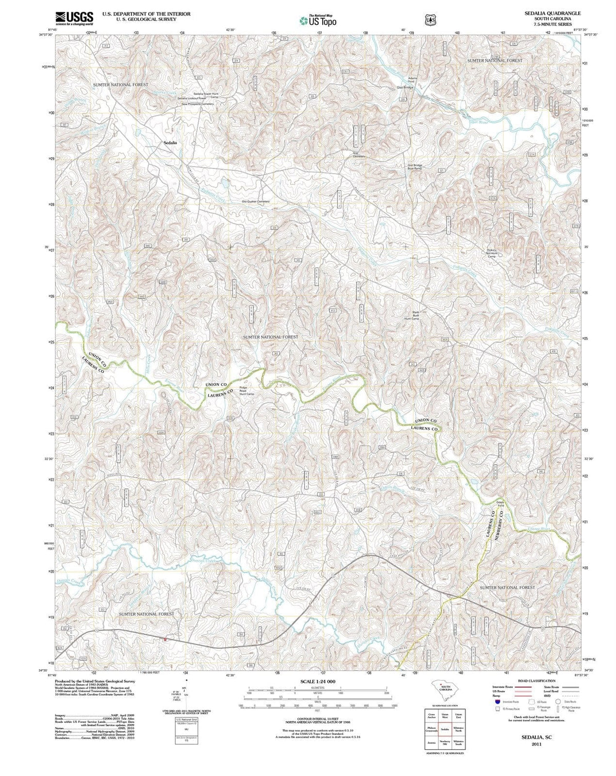 2011 Sedalia, SC - South Carolina - USGS Topographic Map