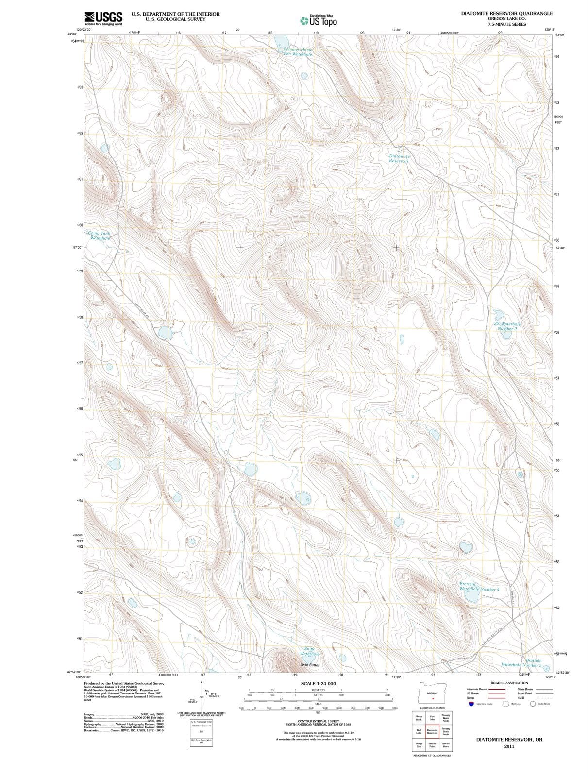2011 Diatomite Reservoir, OR - Oregon - USGS Topographic Map