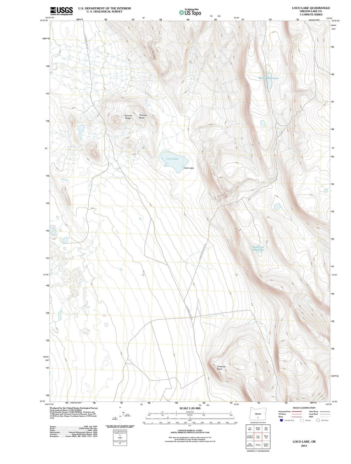 2011 Loco Lake, OR - Oregon - USGS Topographic Map