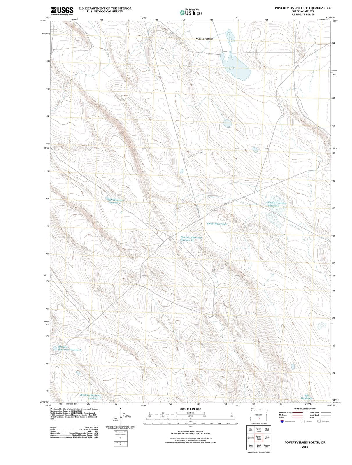 2011 Poverty Basin South, OR - Oregon - USGS Topographic Map