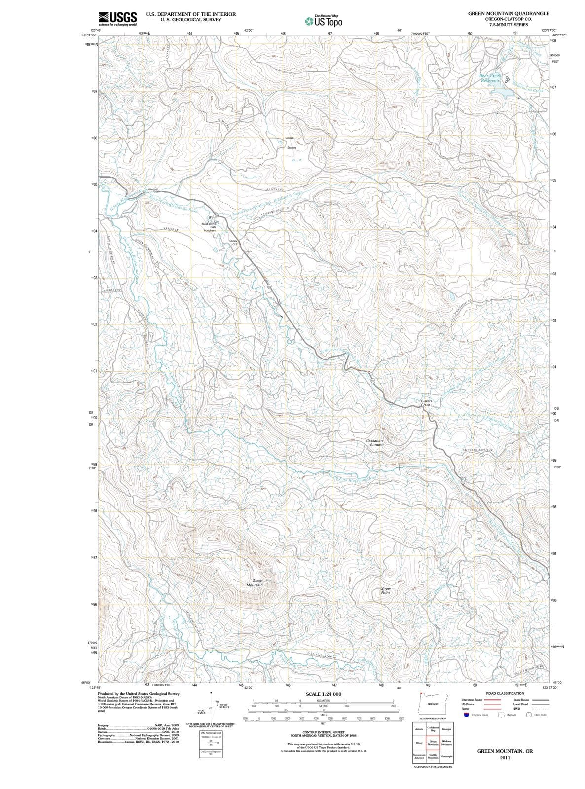 2011 Green Mountain, OR - Oregon - USGS Topographic Map